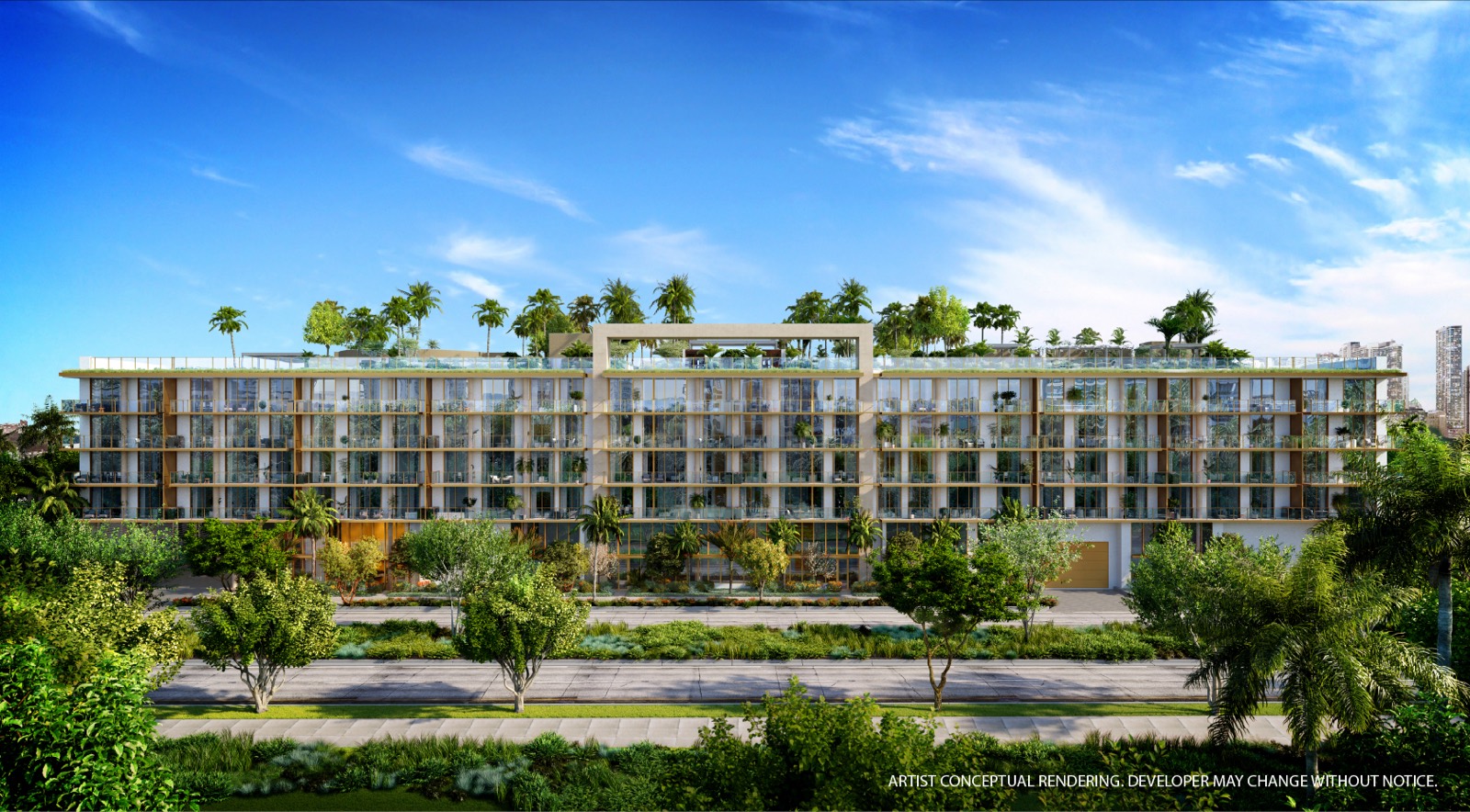 Renderização oficial diurna do 2200 Brickell, o condomínio de luxo de cinco andares na 2200 Brickell Avenue, Miami