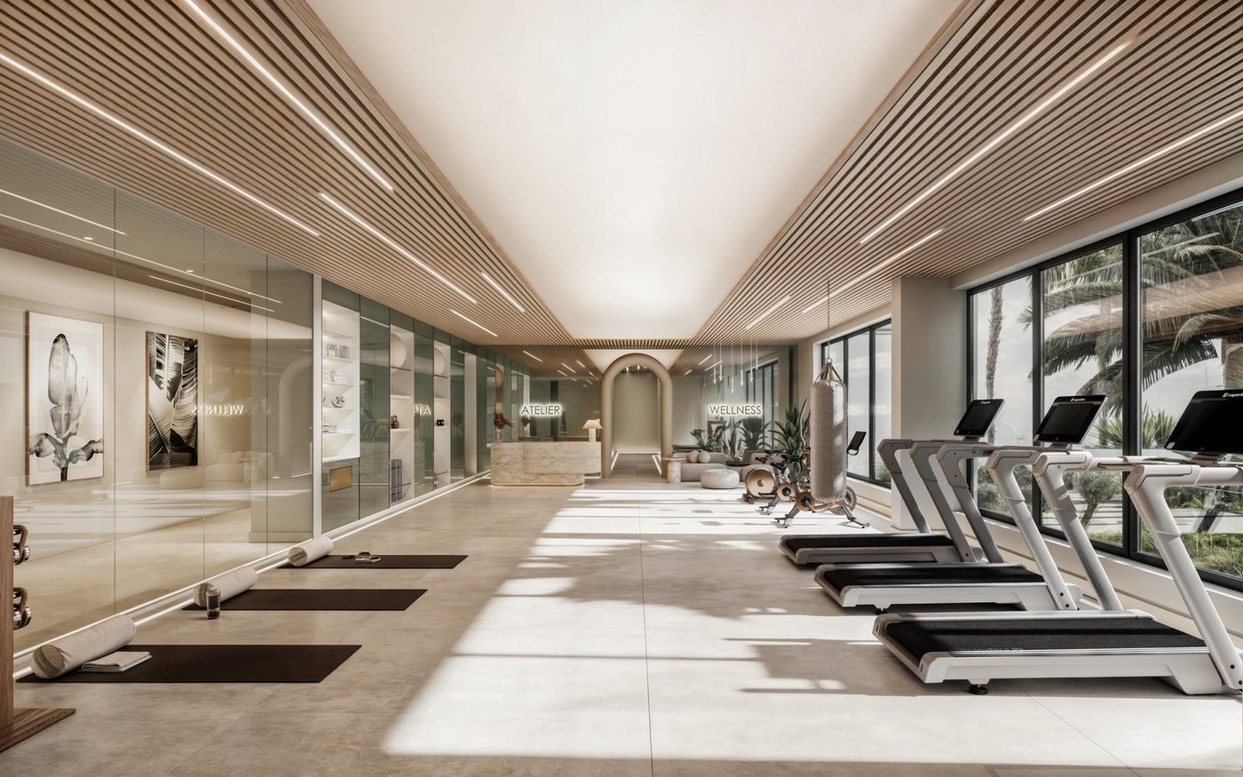Centro de fitness y recuperación en Atelier Residences Miami, render