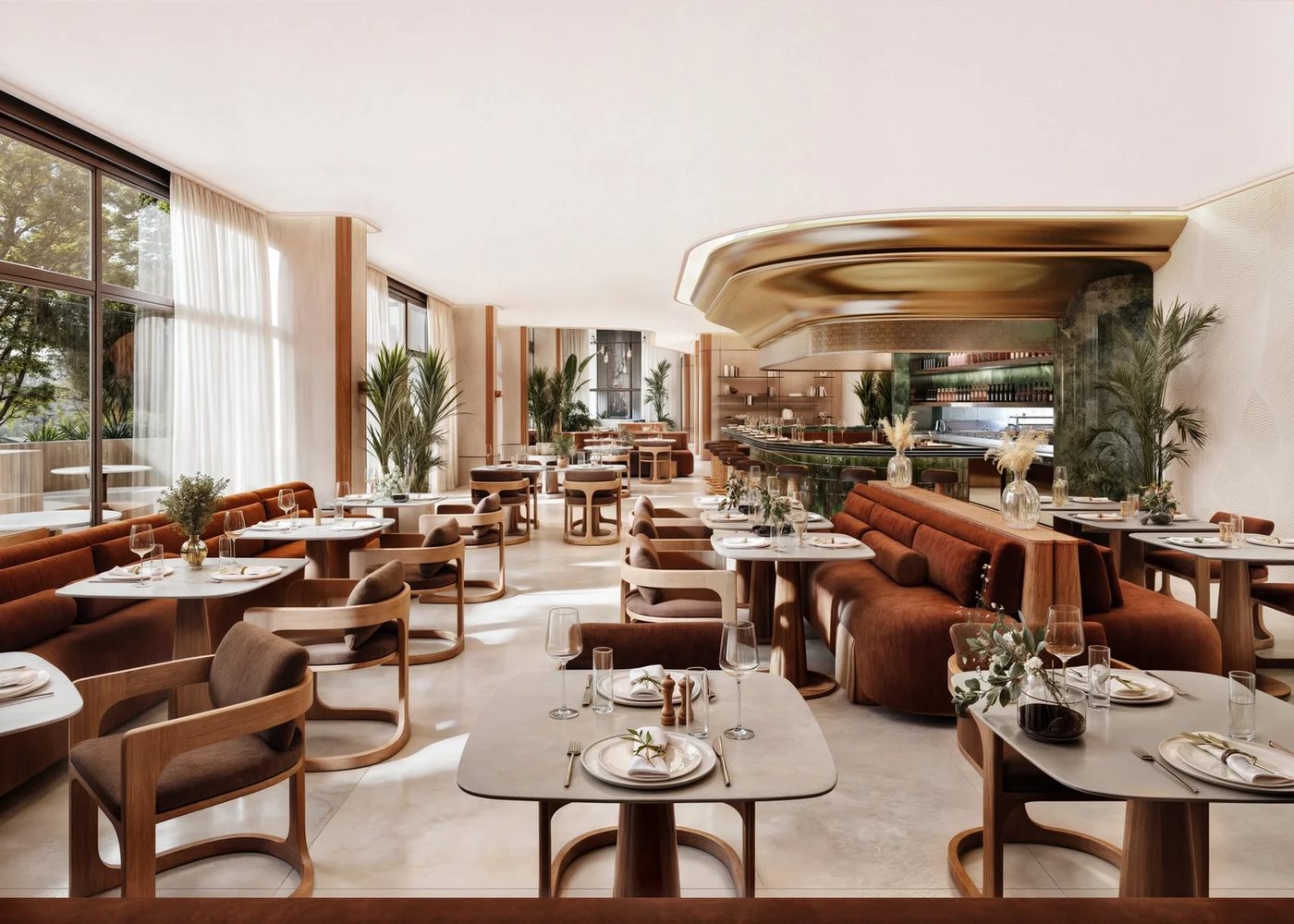 Restaurante de servicio completo en Atelier Residences Miami, render