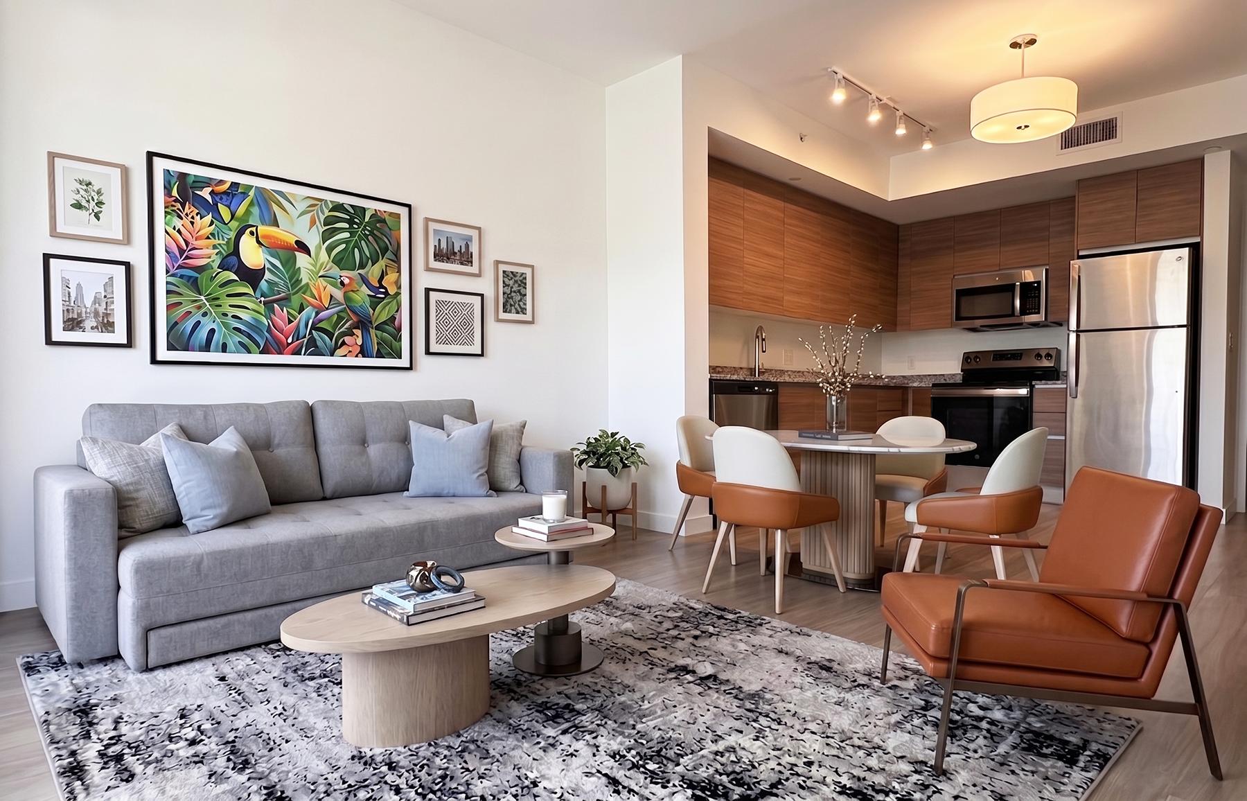 Havana Enclave kitchen with granite countertops and GE stainless steel appliances