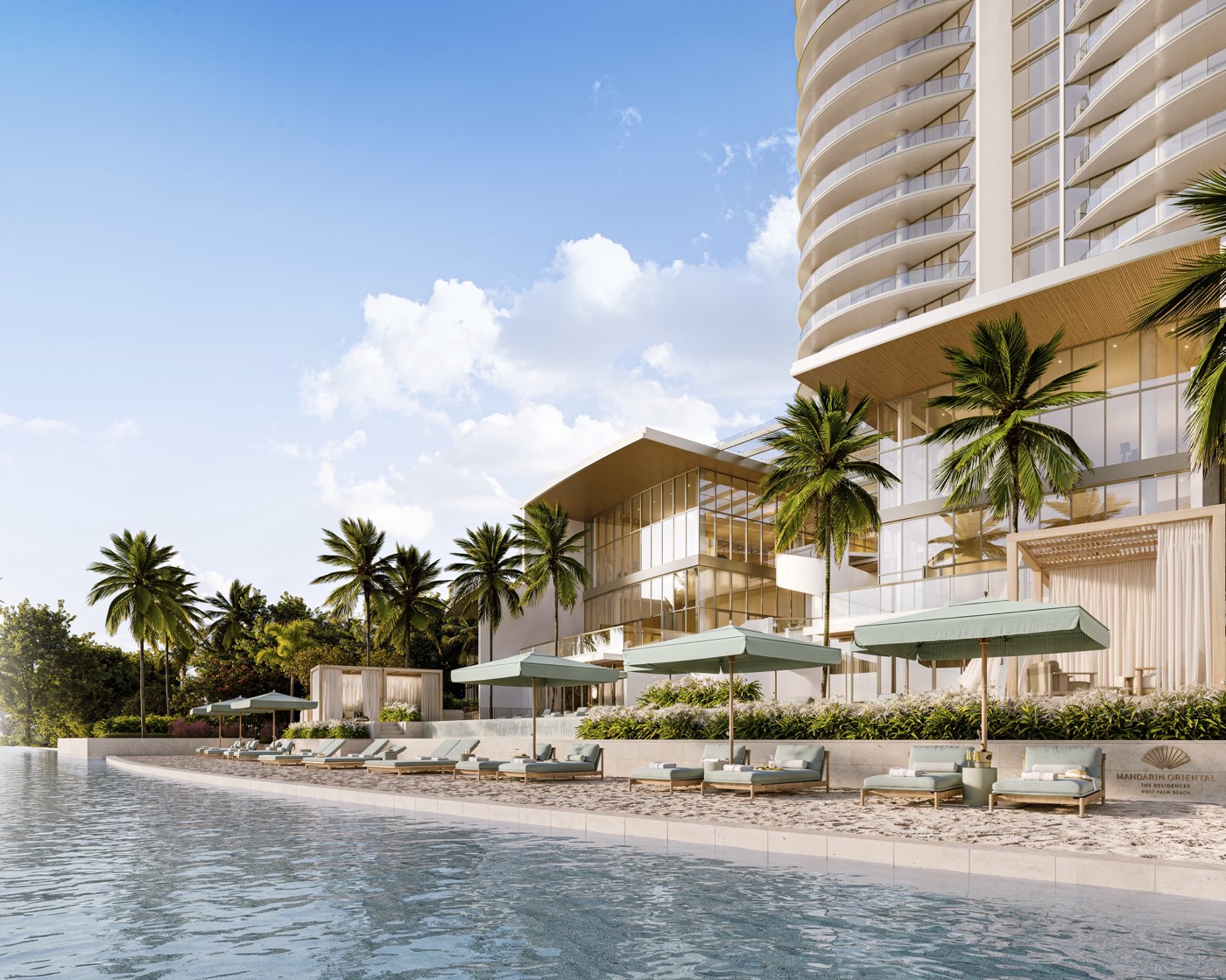 Cenario a beira-mar de Mandarin Oriental Residences West Palm Beach sobre o Intracoastal Waterway