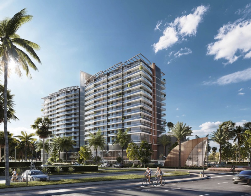 Nexo Residences exterior rendering, 13899 Biscayne Boulevard North Miami Beach