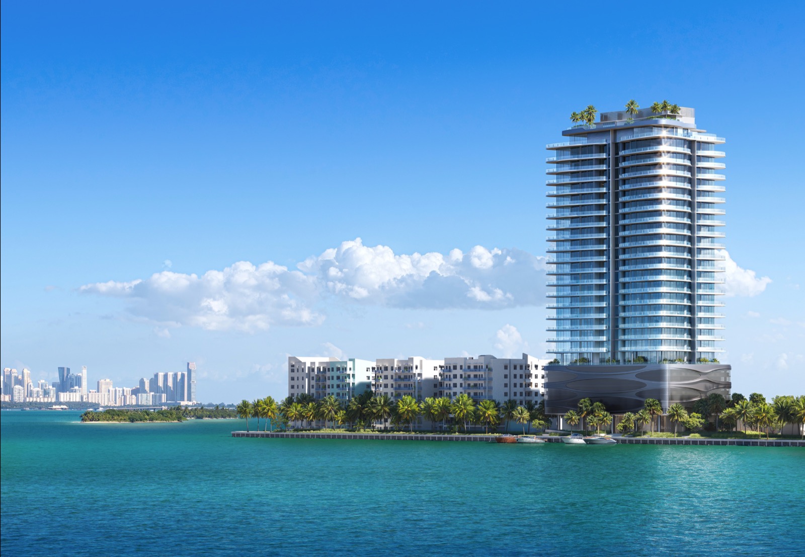 Pagani Residences render completo da torre na 7940 West Drive, North Bay Village