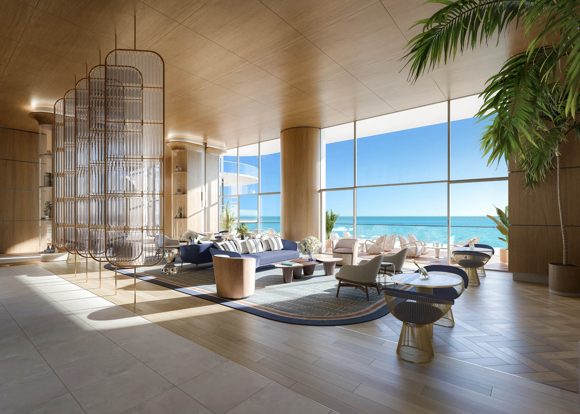 St. Regis Residences Sunny Isles Beach lobby library rendering by Anastassiadis