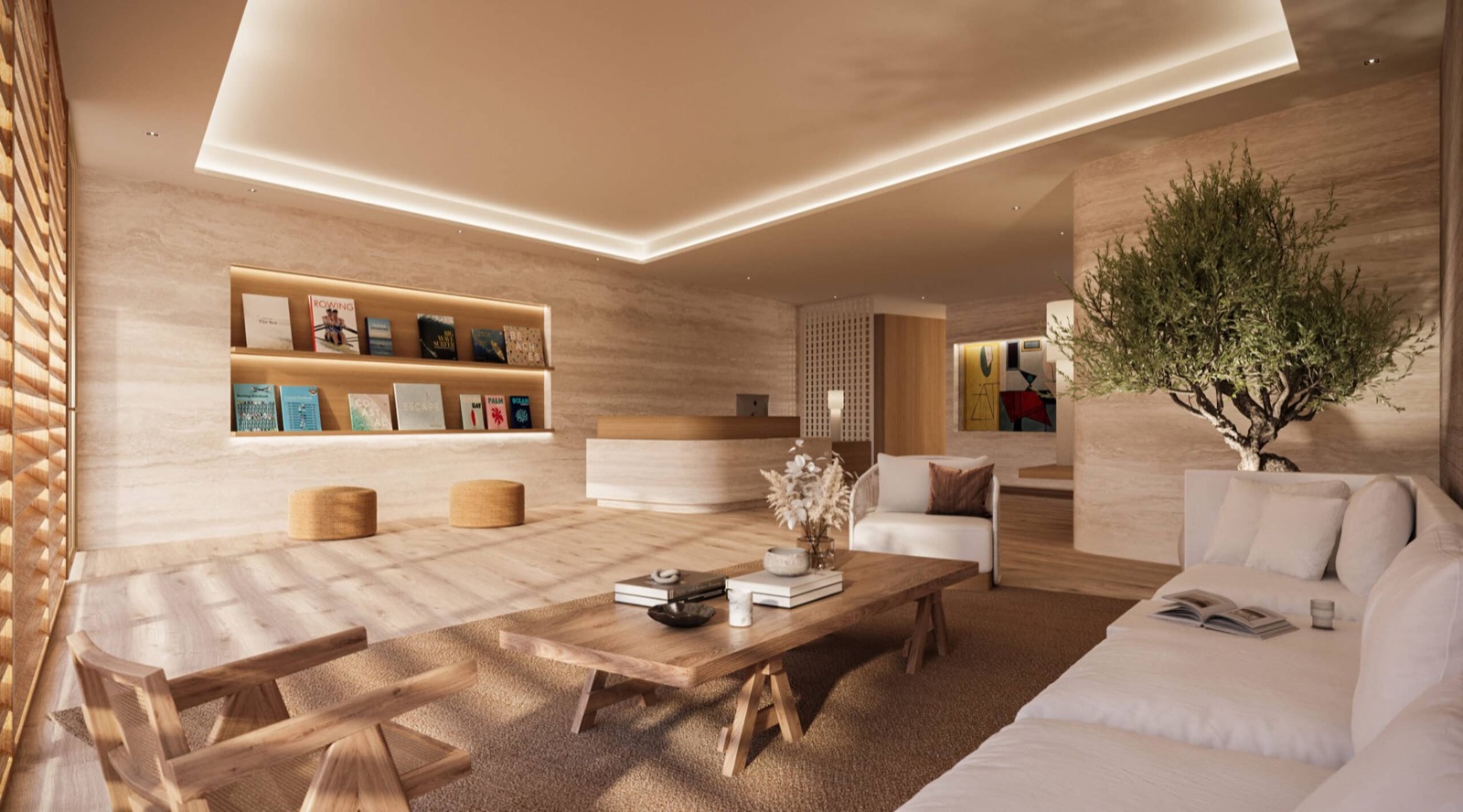 Surf Row Residences lobby rendering at 8800 Collins Avenue Surfside
