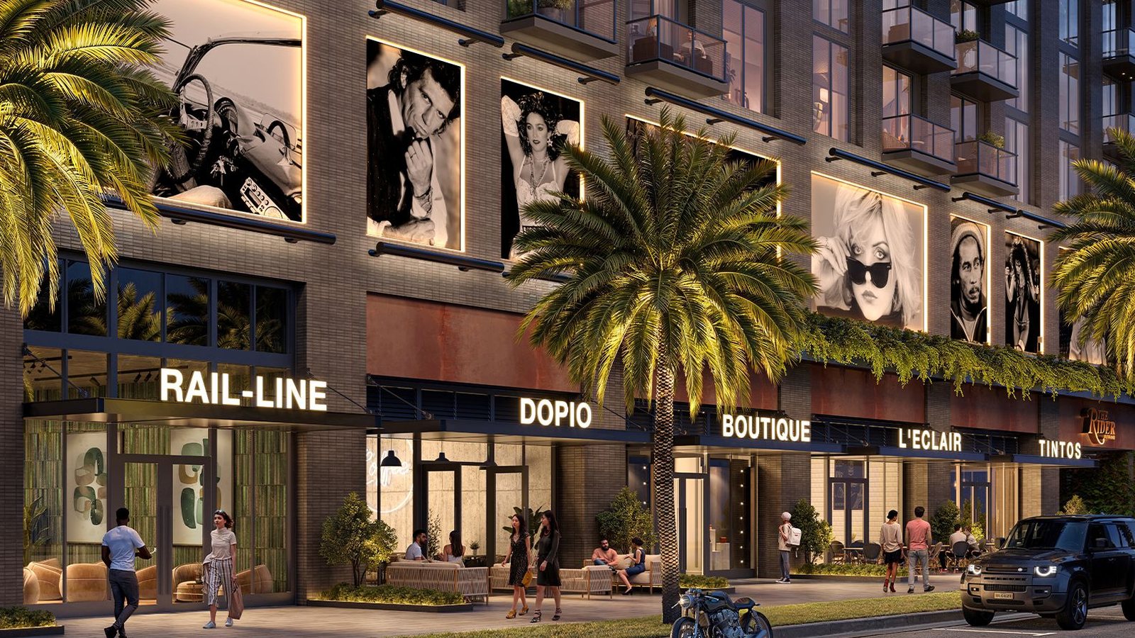 Render do comércio no térreo do The Rider Residences Wynwood na 94 NE 29th Street
