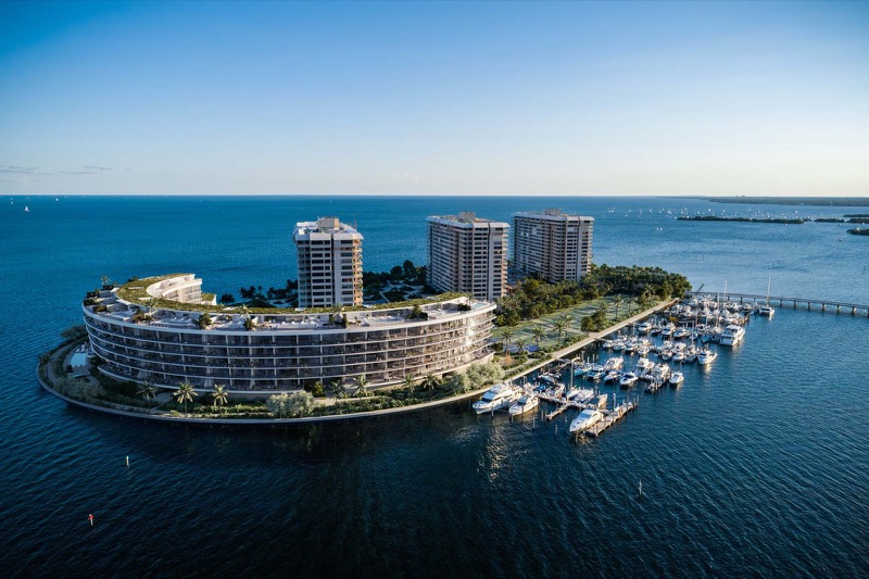 Vita at Grove Isle bayfront condo rendering, 5 Grove Isle Drive Coconut Grove Miami by CMC Group