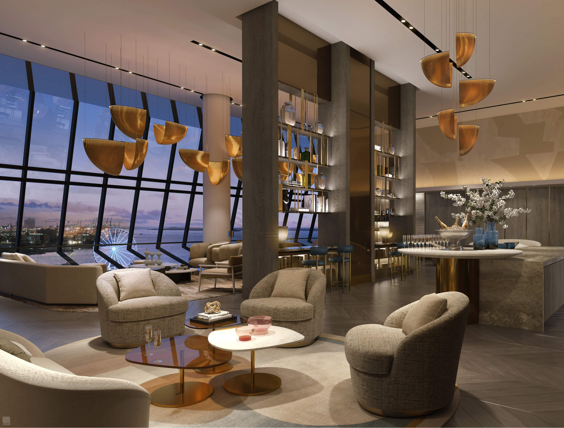Waldorf Astoria Miami resident condo lounge common area