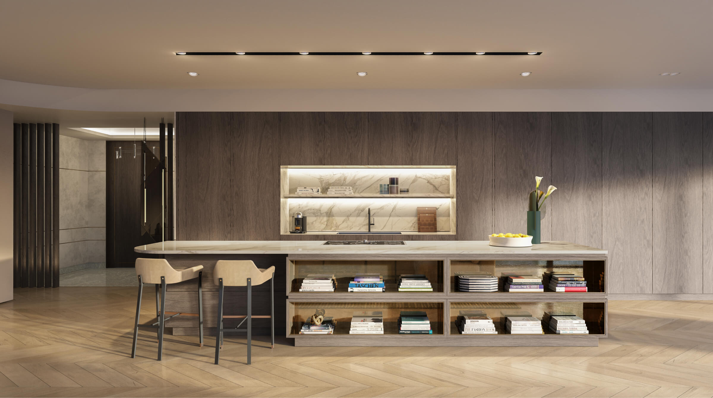 Waldorf Astoria Miami residence kitchen with Wolf Sub-Zero appliance package
