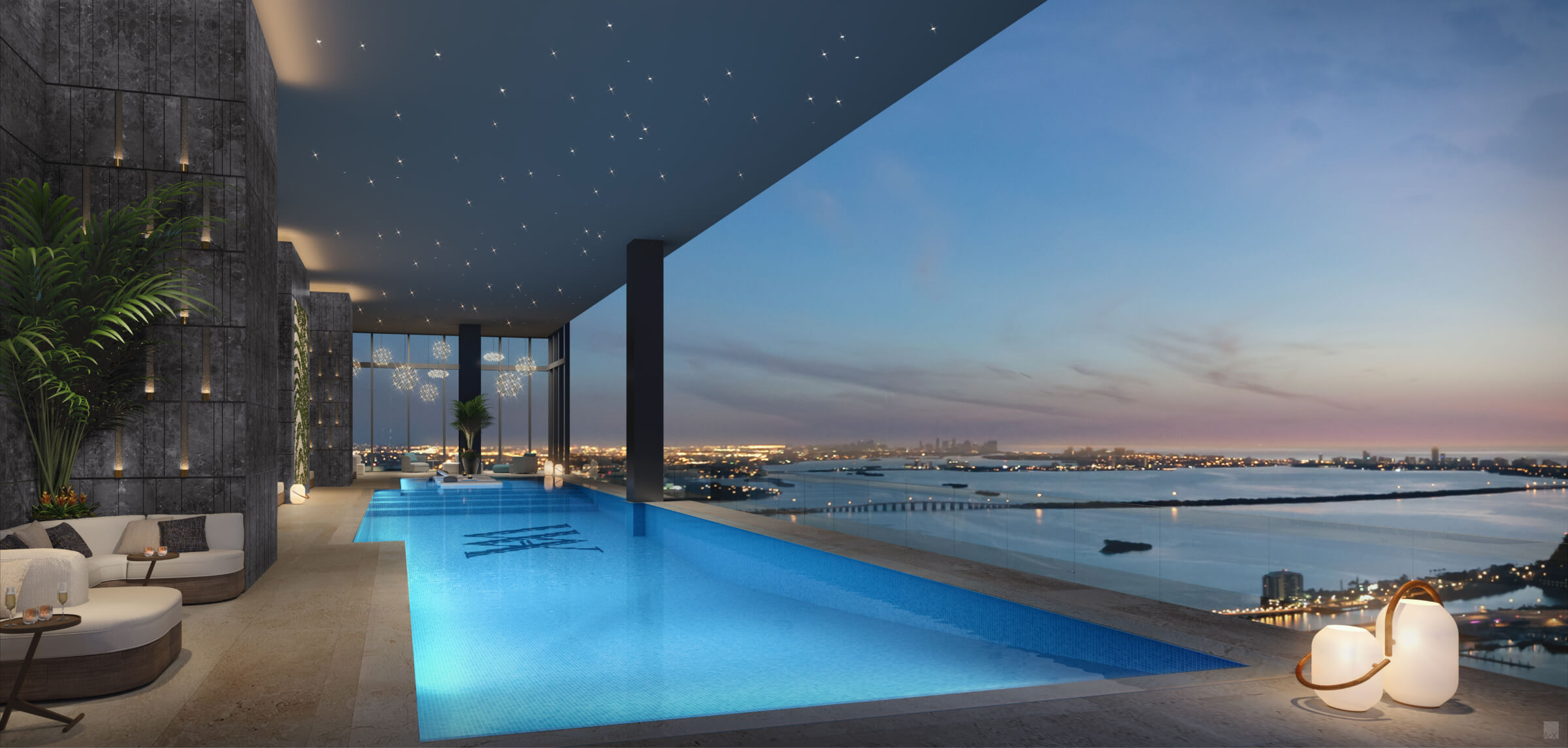 Waldorf Astoria Miami Level 31 sky pool deck side view