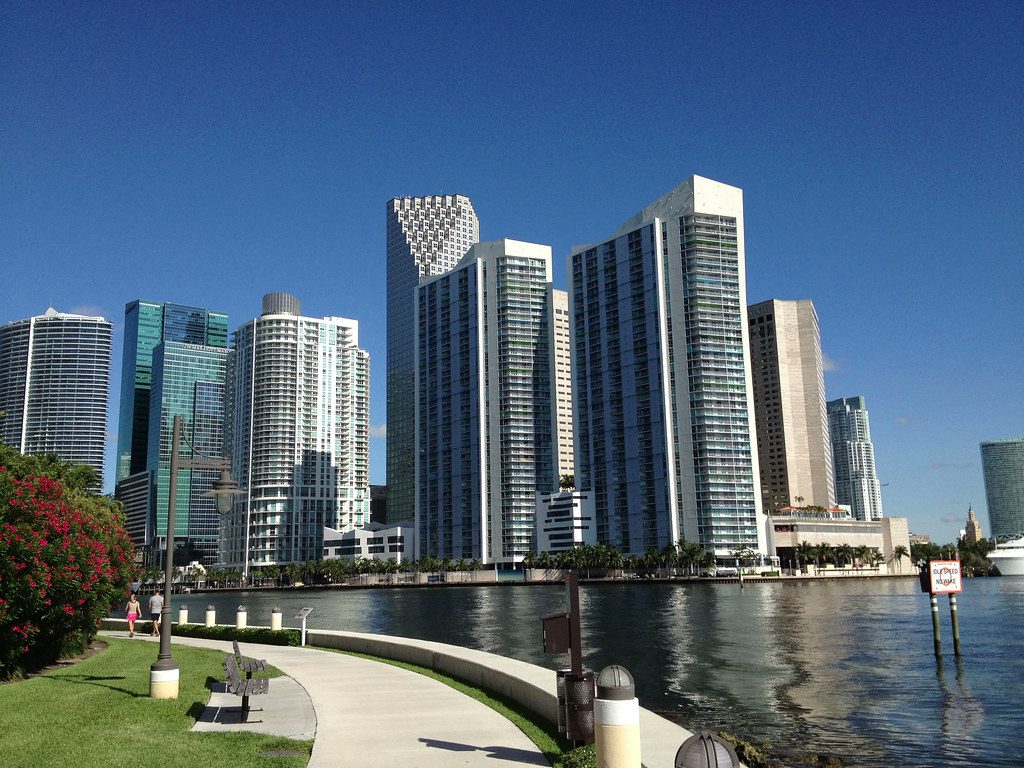 Downtown Miami seen from Brickell Key