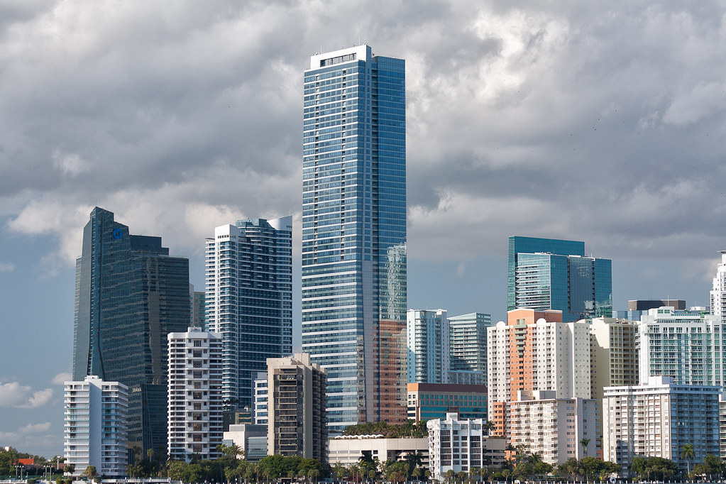 Miami condo skyline of delivered and near-delivery towers, the pre-construction stock where assignment contracts trade in 2026