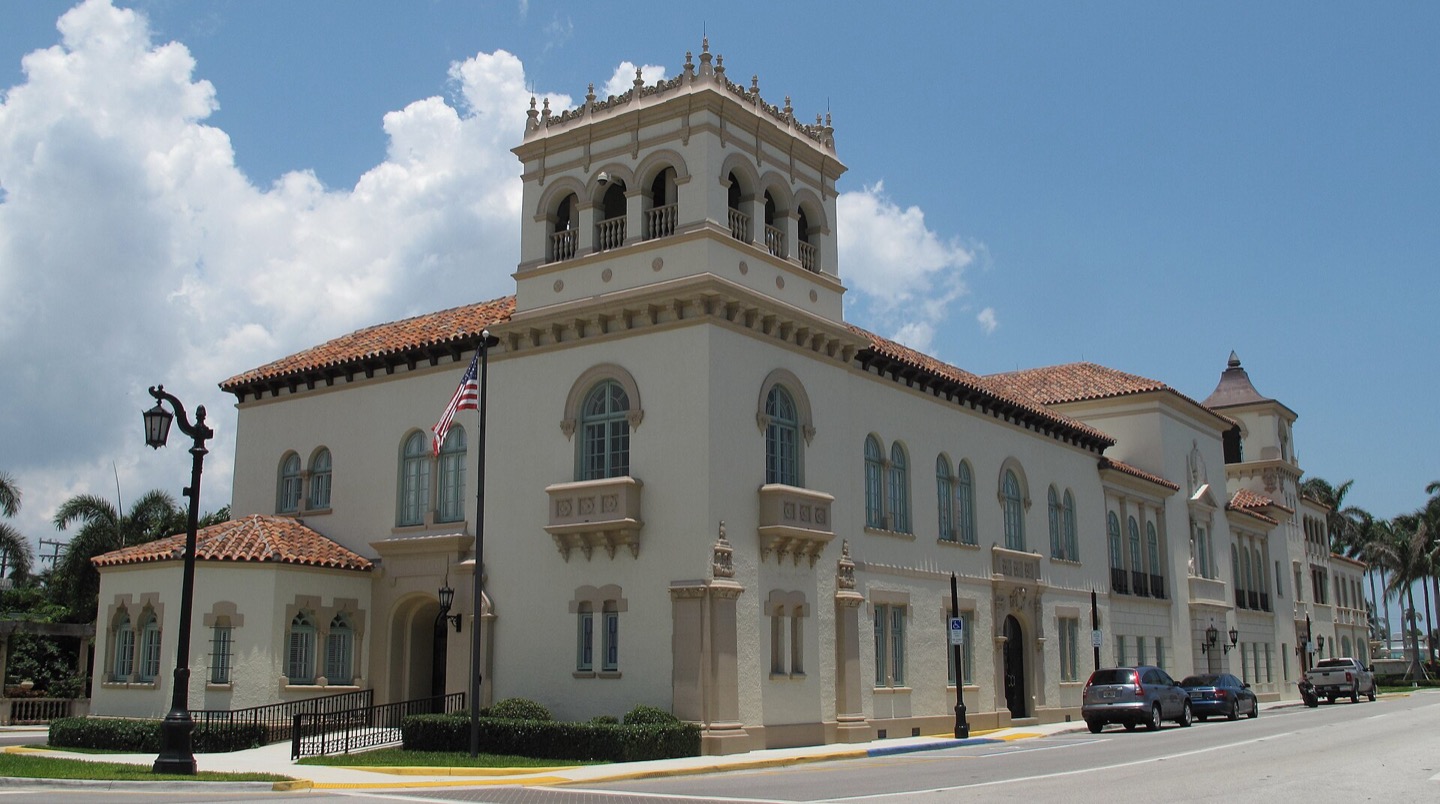 Palm Beach Town Hall, a Mediterranean Revival building in the Town of Palm Beach, Florida
