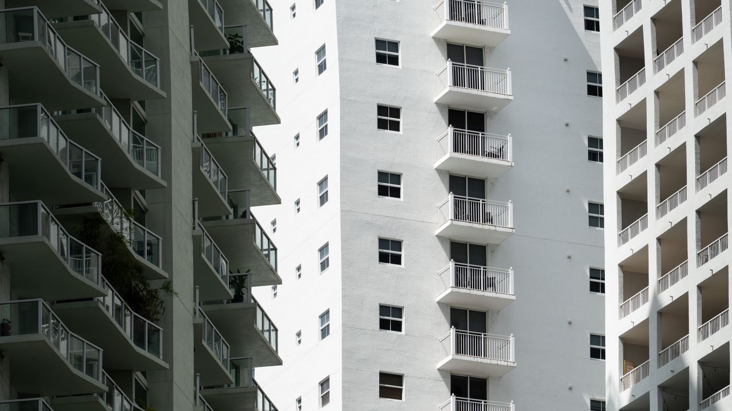Balcony stacks on older Miami resale condominium buildings, the stock that carries most of the county months of supply