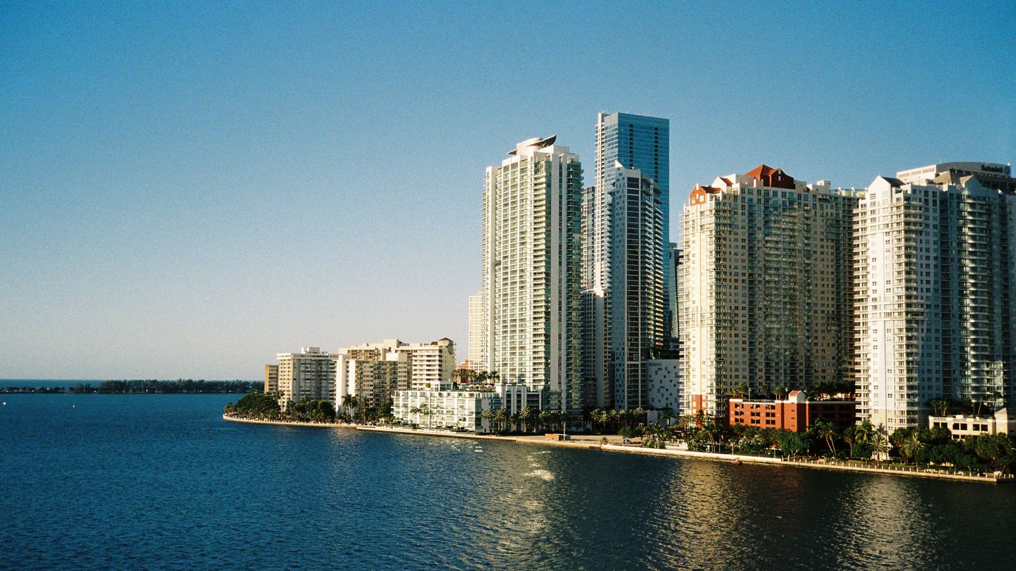 Brickell bayfront condominium towers along Biscayne Bay in Miami, the resale stock behind the Q3 2026 county figures