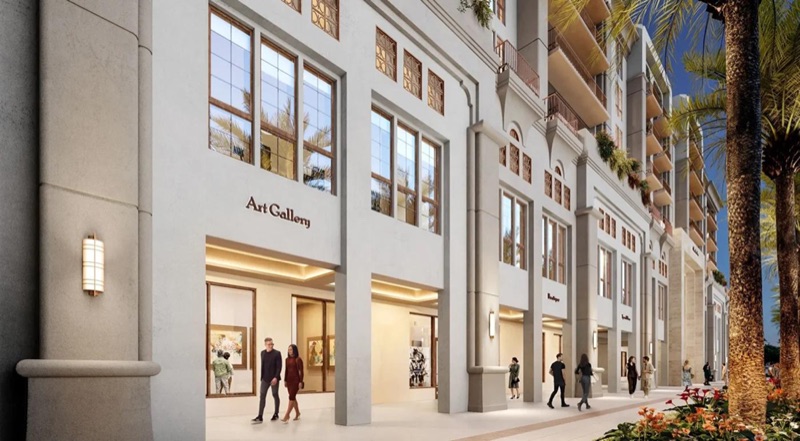 Render del condominio de uso mixto Alhambra Parc, 33 Alhambra Circle Coral Gables Miami-Dade