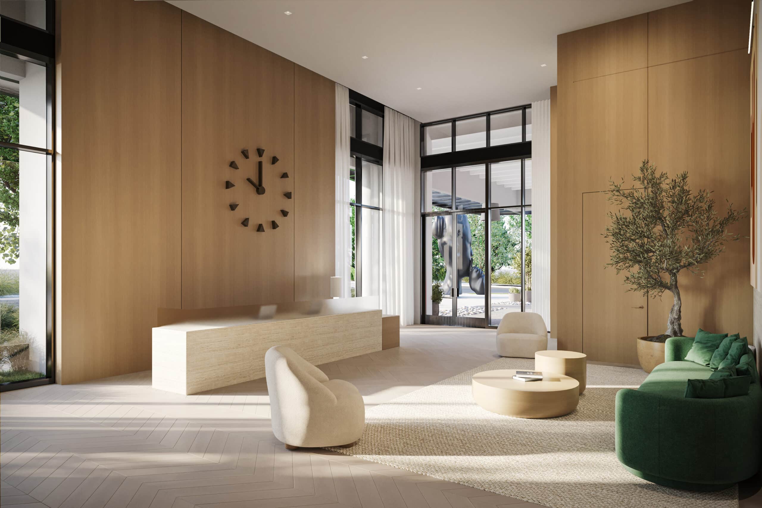 Render del salón de coworking de Alida Residences West Palm Beach