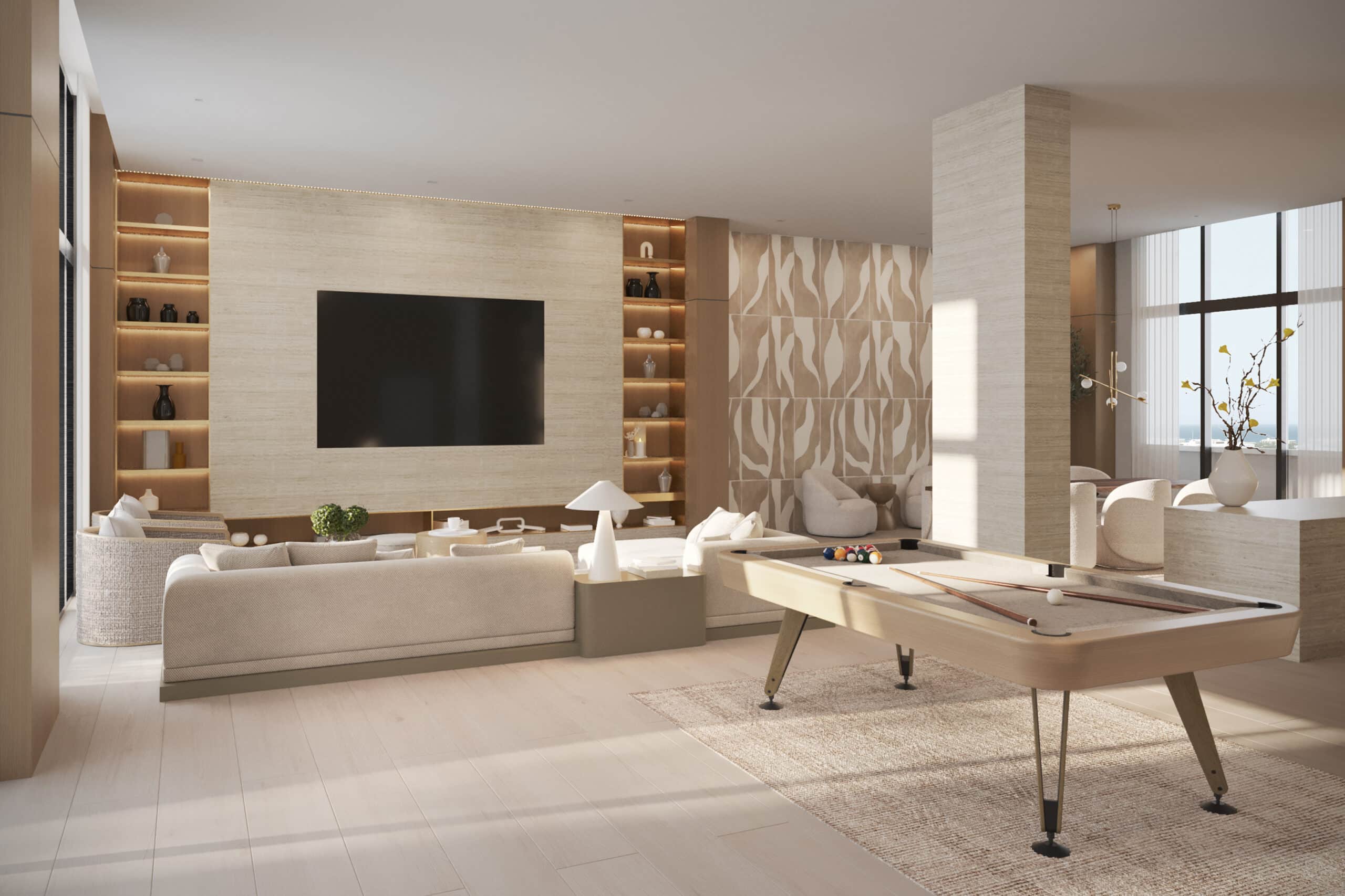 Render de la terraza con piscina de Alida Residences West Palm Beach