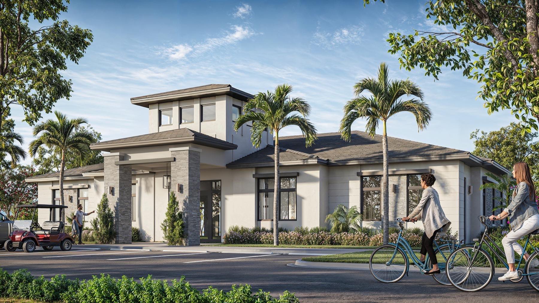 Rendering of the lakefront clubhouse at Greenview at Presidential near Aventura, Miami-Dade County