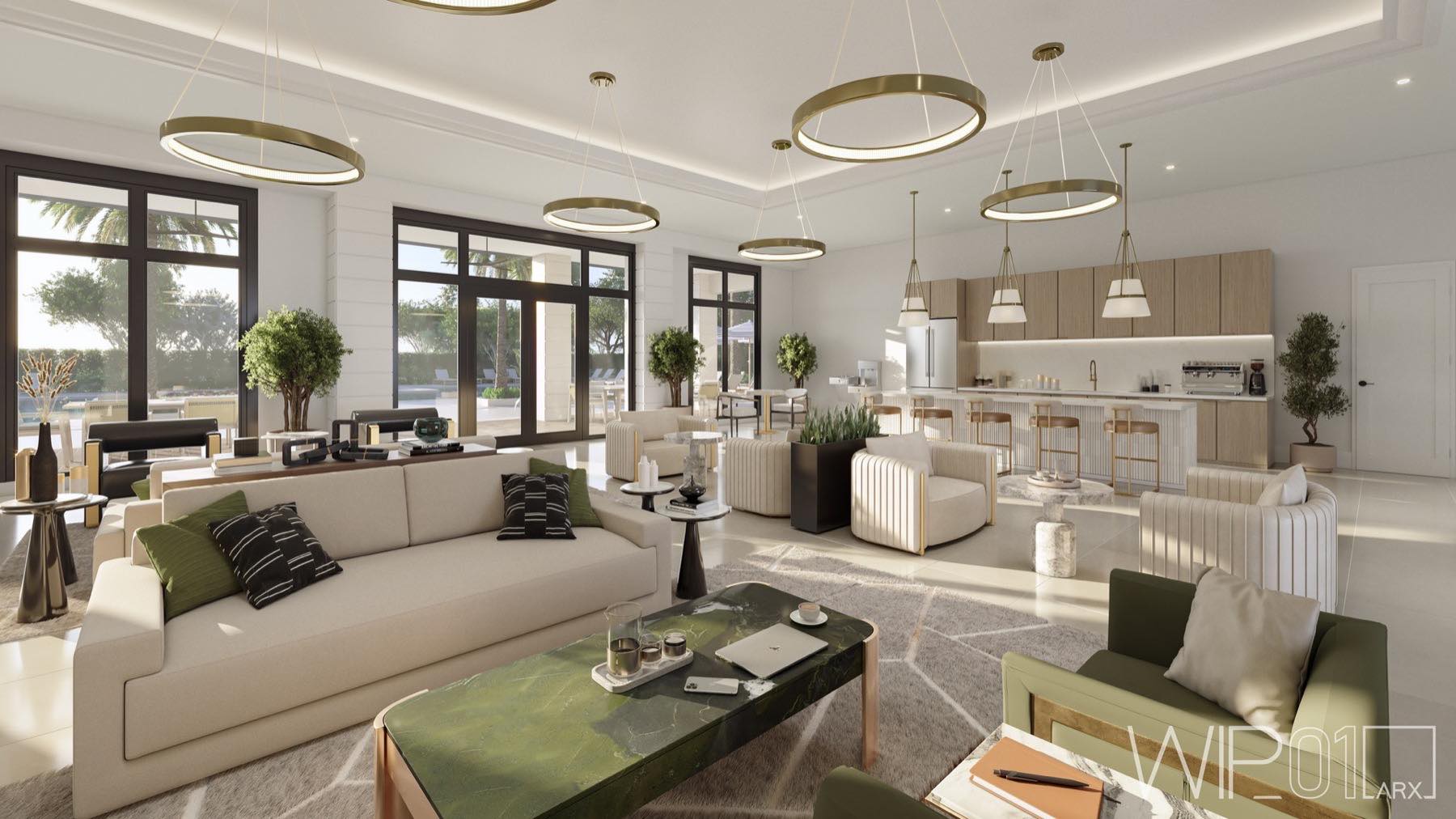 Rendering of the clubhouse interior at Greenview at Presidential near Aventura