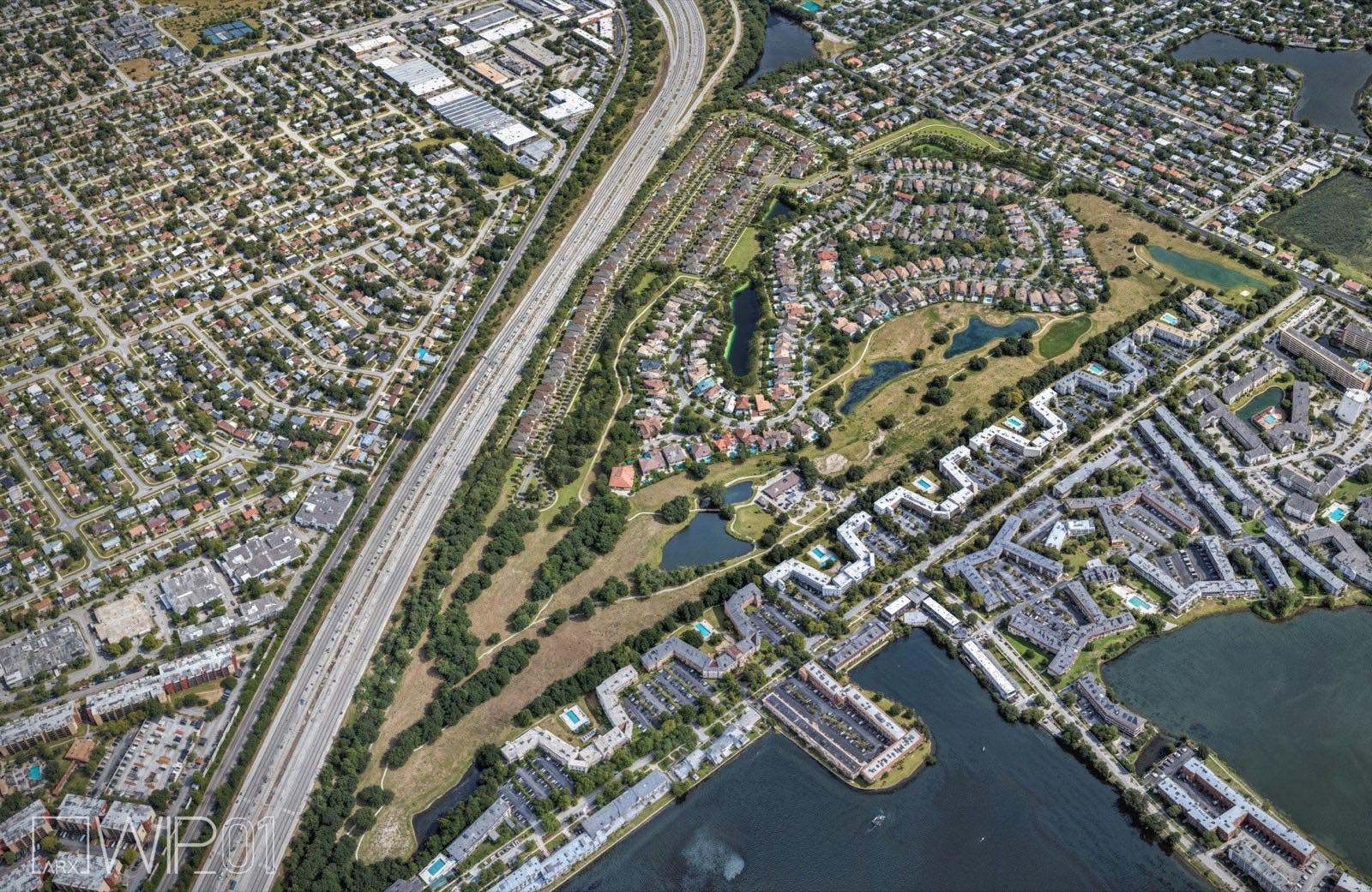 Greenview at Presidential official aerial rendering, a 103-home gated community on a former golf course near Aventura in Miami-Dade County
