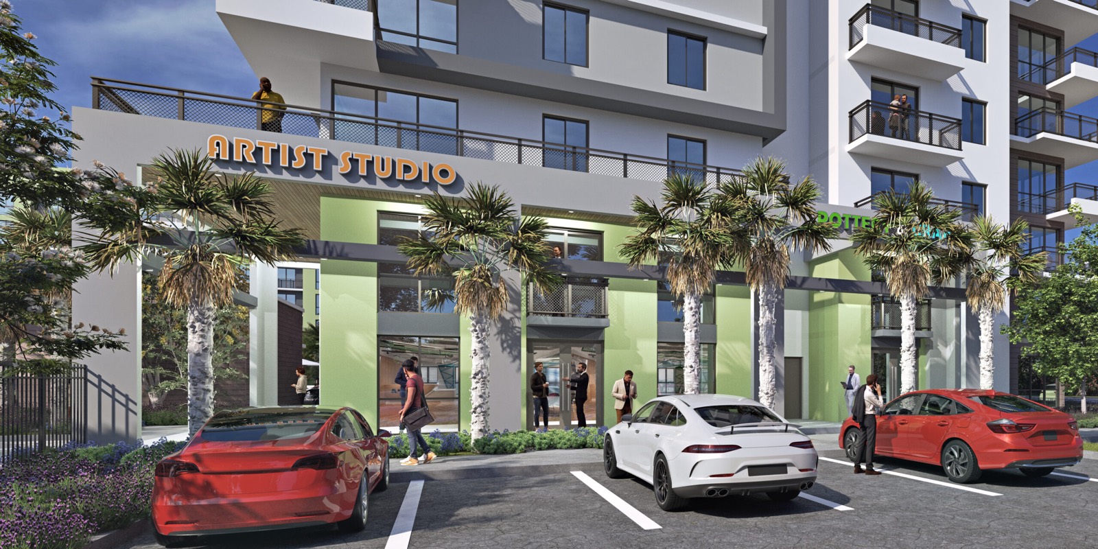 Render no nível da rua do Lakeview at NoMi na NW 17th Avenue em North Miami