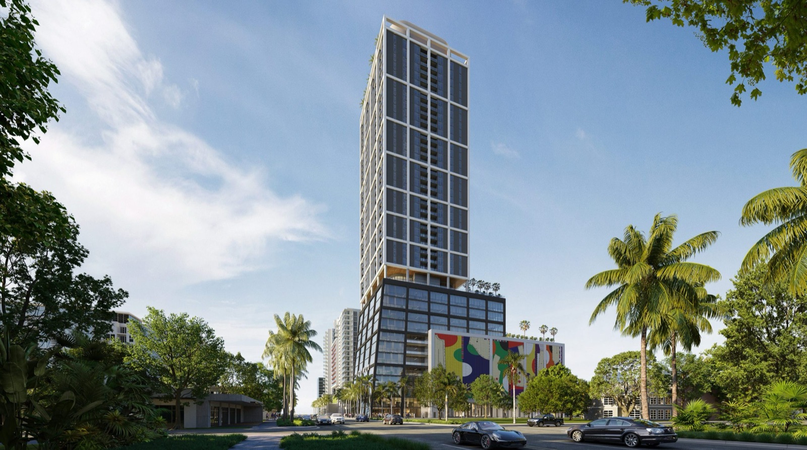 Renderizado oficial de Neo Edgewater, la torre de 41 pisos en 2600 Biscayne Boulevard, Edgewater, Miami