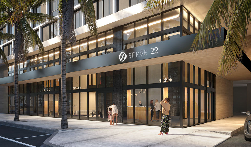 Renderizado de Sense 22, una torre de renta de 36 pisos en Edgewater, Miami