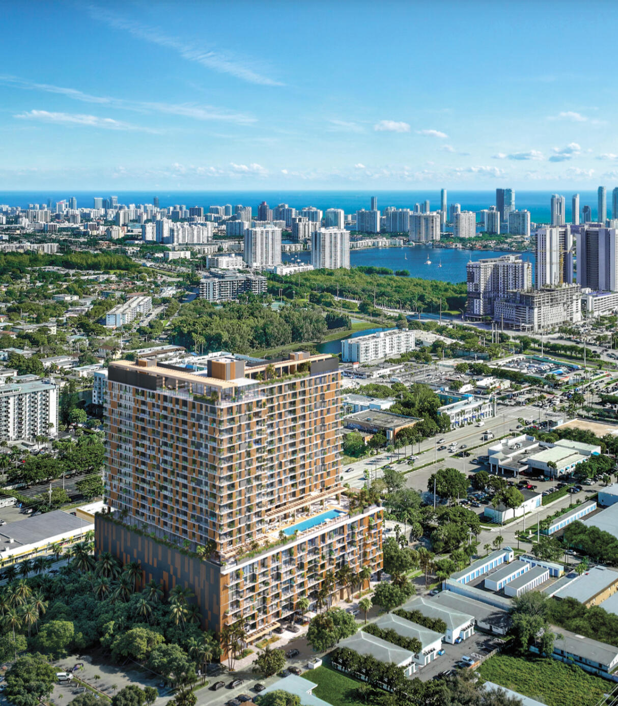 Render oficial de The William, condominio de 26 pisos en 2040 NE 163rd Street, North Miami Beach, Florida