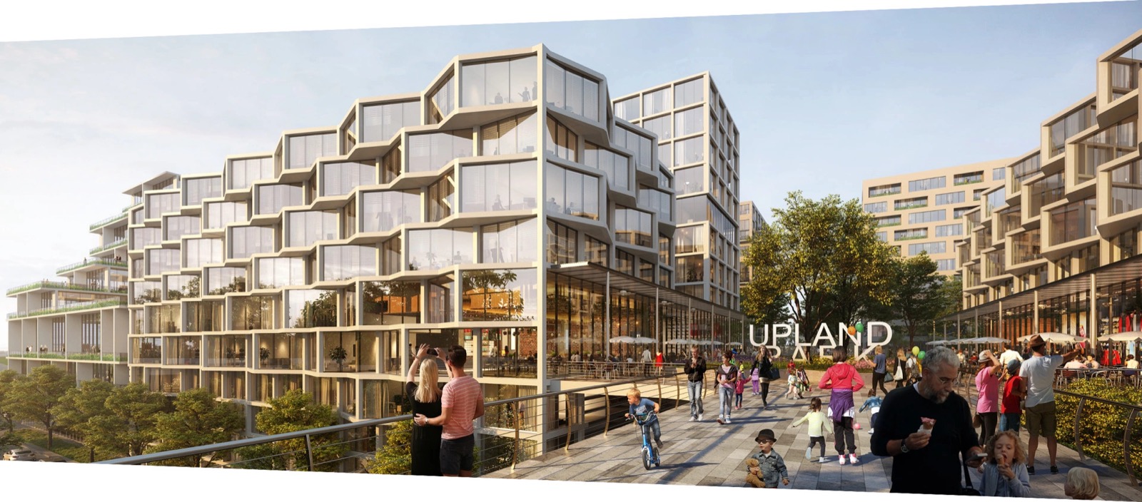 Render do plano diretor do Upland Park, comunidade de transporte de 47 acres no oeste de Miami-Dade